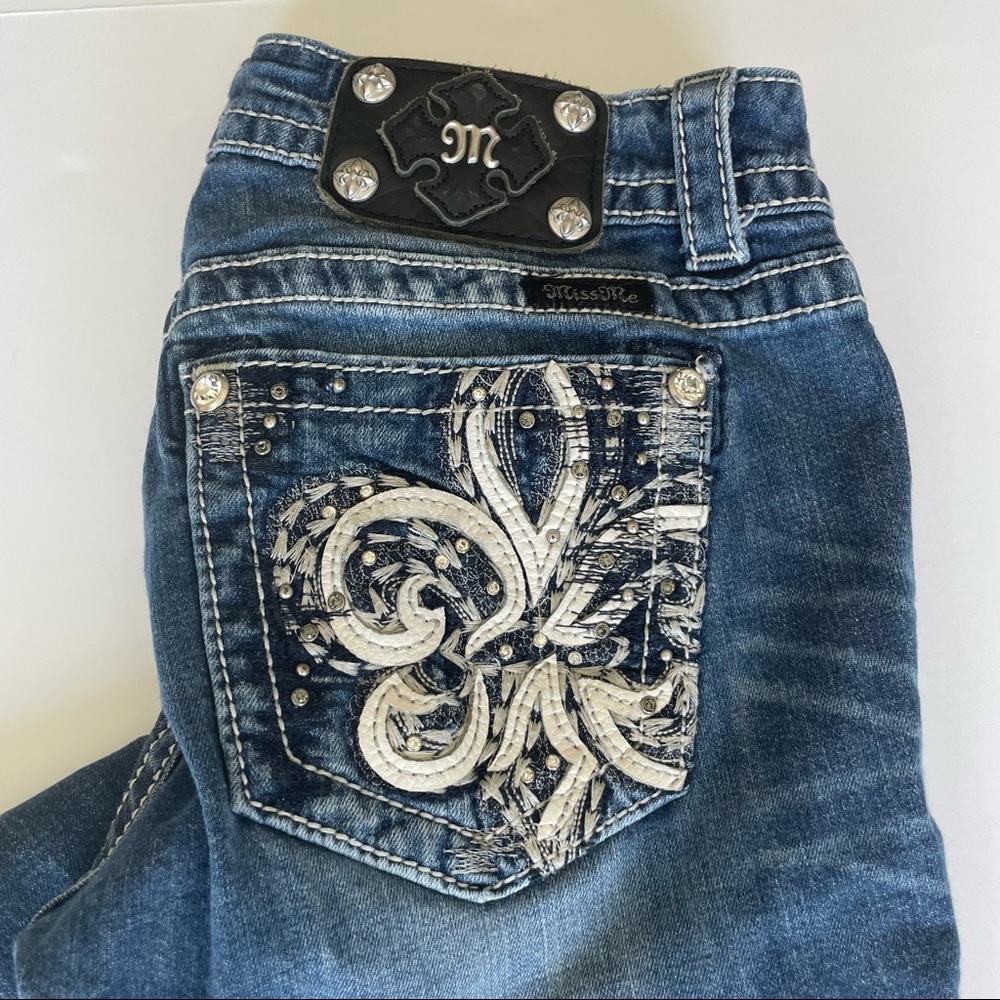 MISS ME Denim Womens Rhinestone Embellished Boot Cut Jeans Size 29 JP5769B Y2K